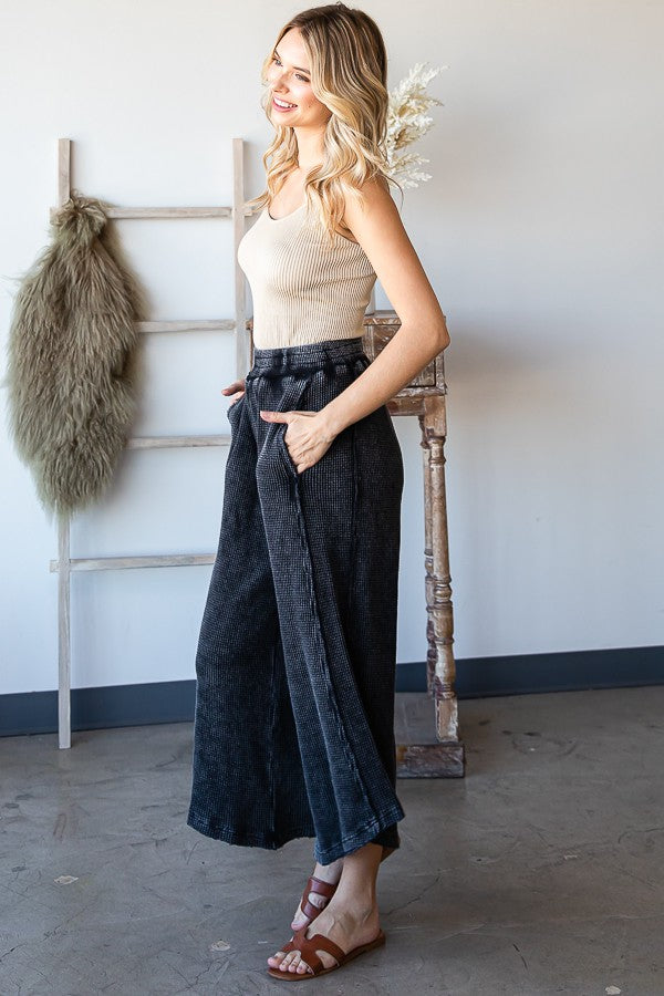 Oli & Hali Mineral Washed Elastic Waist Wide Leg Pants