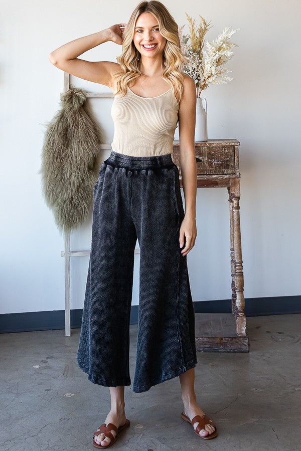 Oli & Hali Mineral Washed Elastic Waist Wide Leg Pants