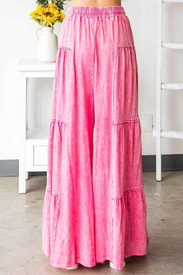 Oli & Hali Mineral Washed Tiered Wide Leg Pants