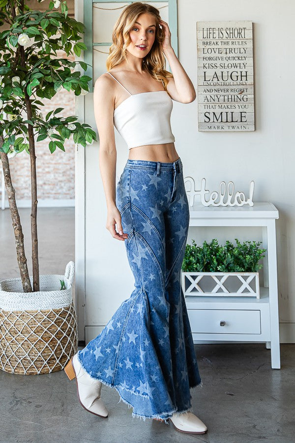 Oli & Hali Mineral Wash Star Flare Pants