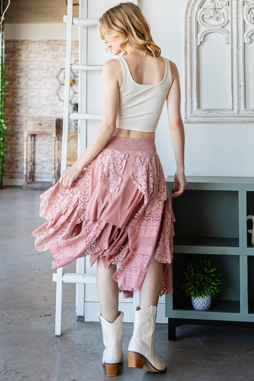 Oli & Hali Multi Lace Mixed Mid Skirt Pants