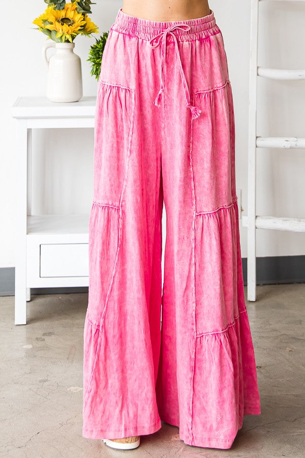 Oli & Hali Mineral Washed Tiered Wide Leg Pants