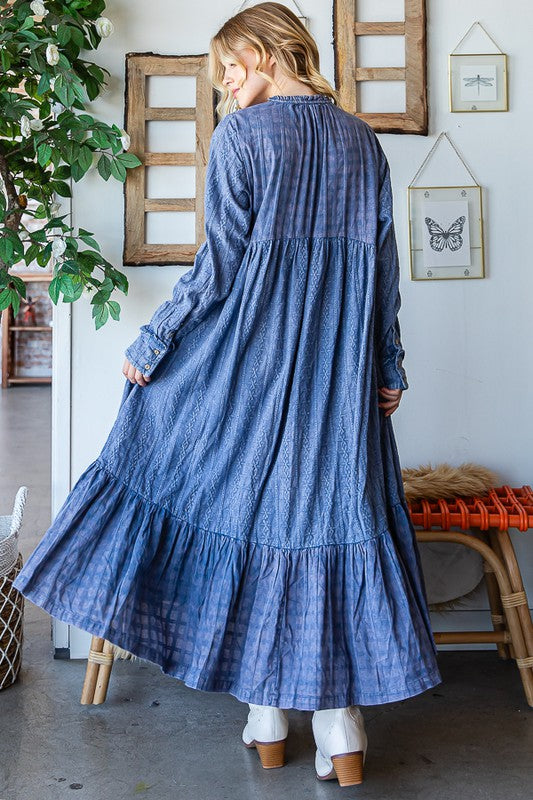 Oli & Hali Boho Washed Long Line Cotton Duster Dress
