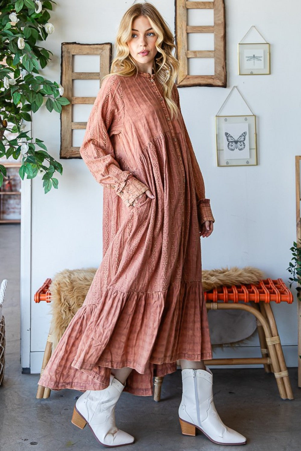 Oli & Hali Washed Long Line Cotton Duster Dress