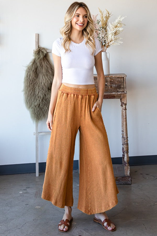 Oli & Hali Mineral Washed Elastic Waist Wide Leg Pants