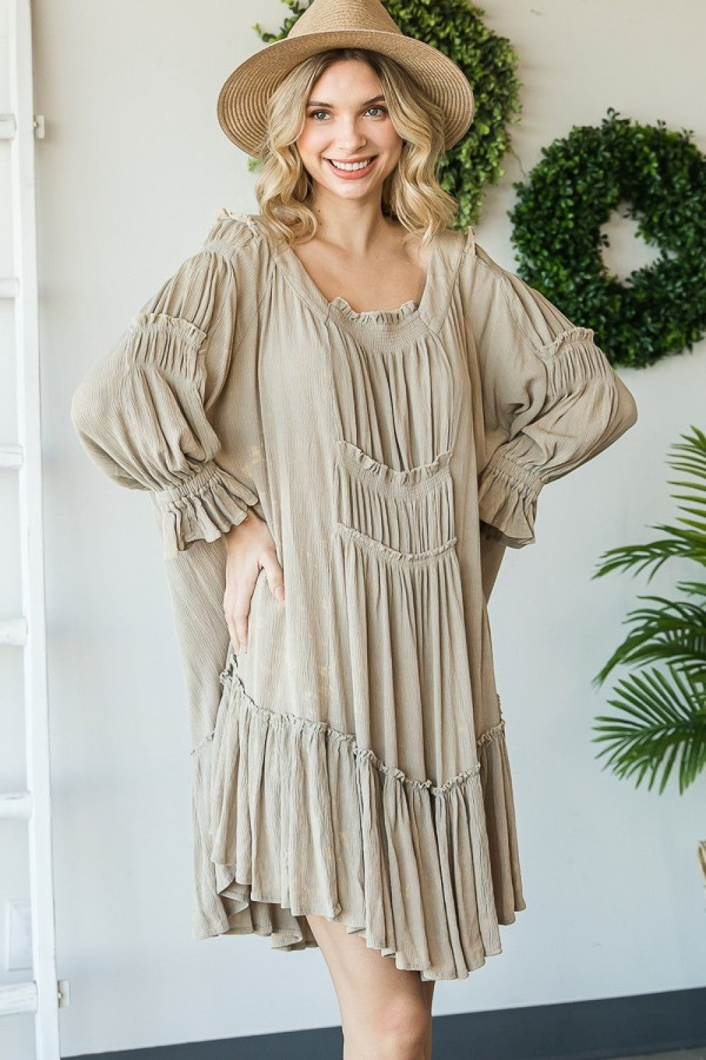 Oli & Hali Mineral Washed Tunic Smocked Top Dress