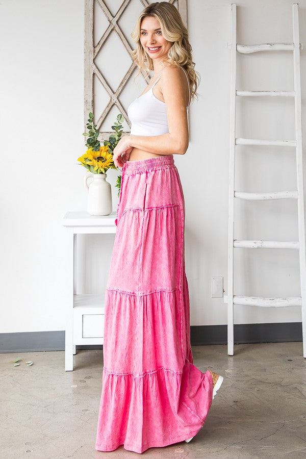 Oli & Hali Mineral Washed Tiered Wide Leg Pants