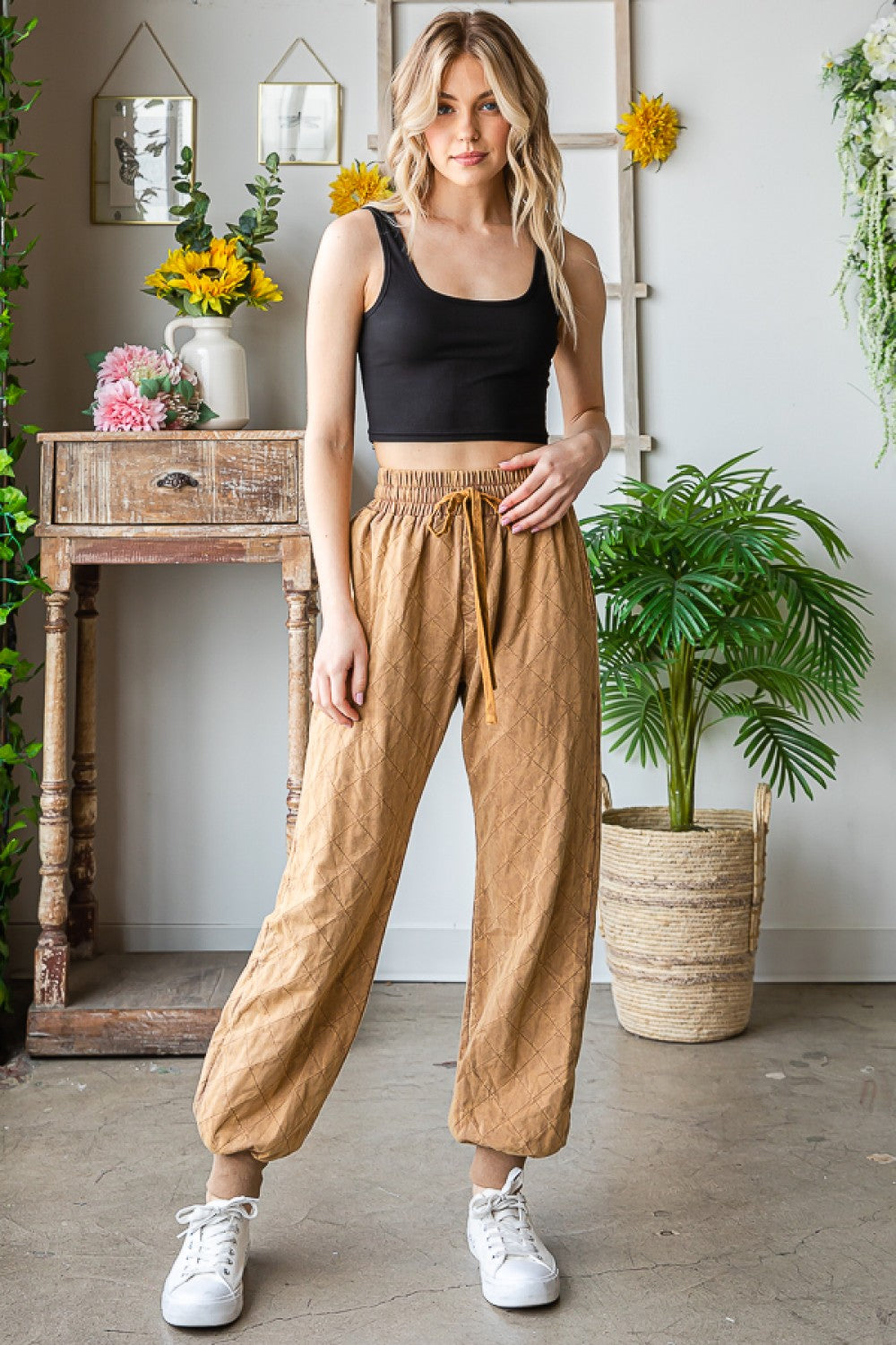 Oli & Hali Washed Pleated Wide Relaxed Fit Pants