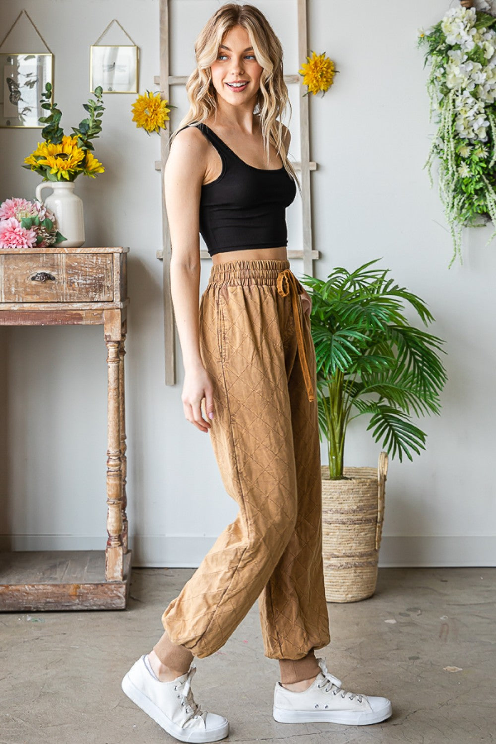 Oli & Hali Washed Pleated Wide Relaxed Fit Pants