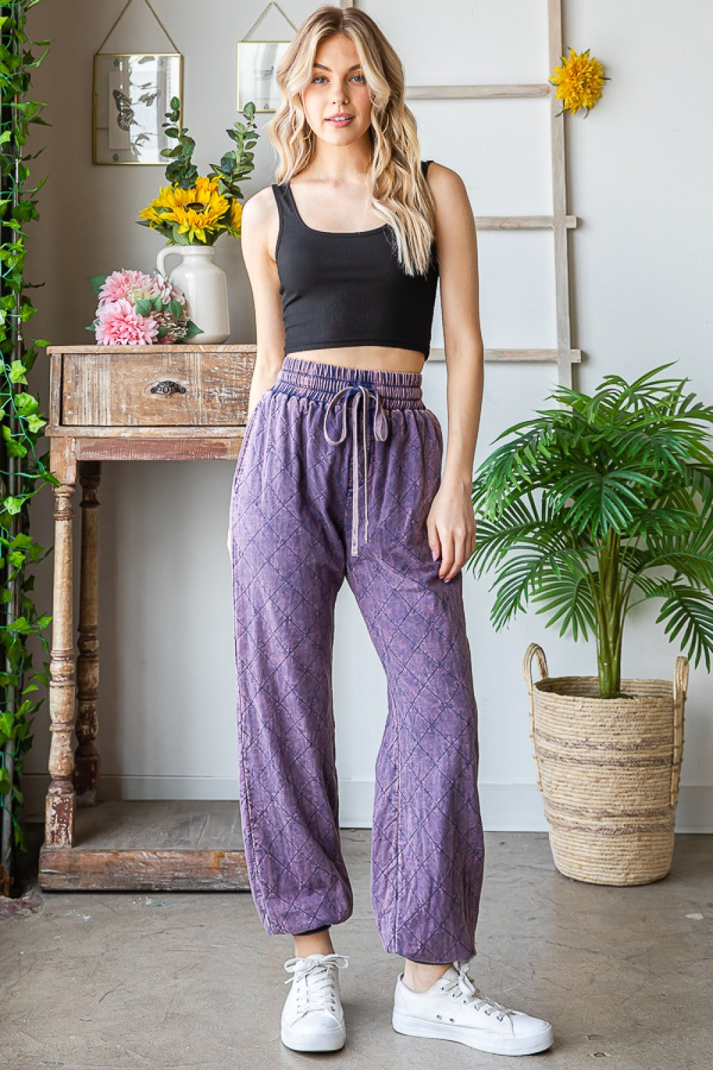 Oli & Hali Washed Pleated Wide Relaxed Fit Pants
