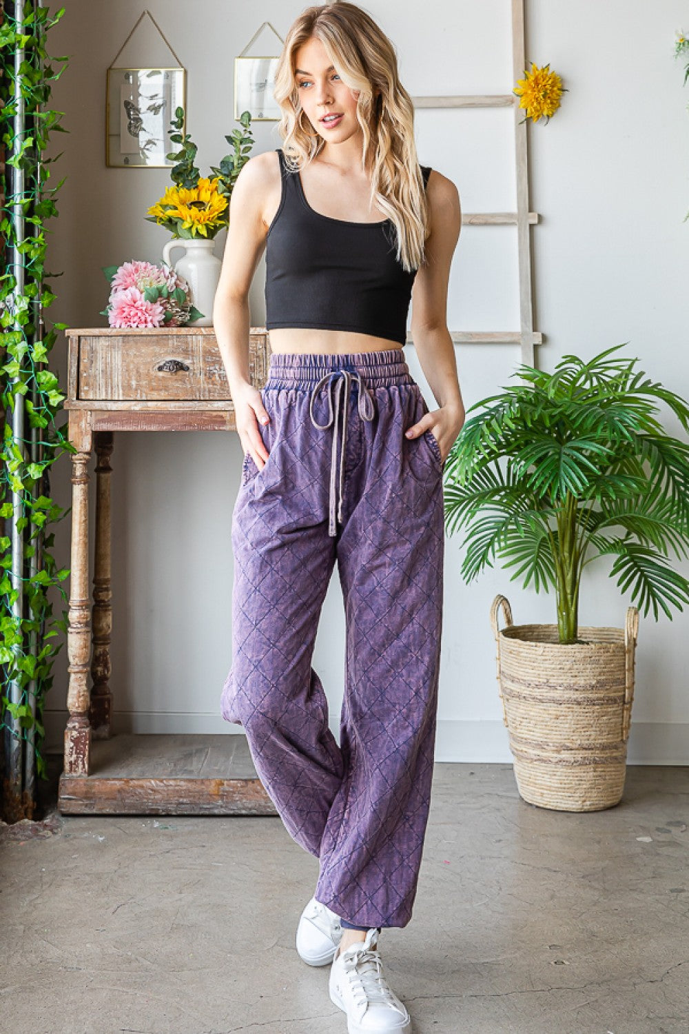 Oli & Hali Washed Pleated Wide Relaxed Fit Pants