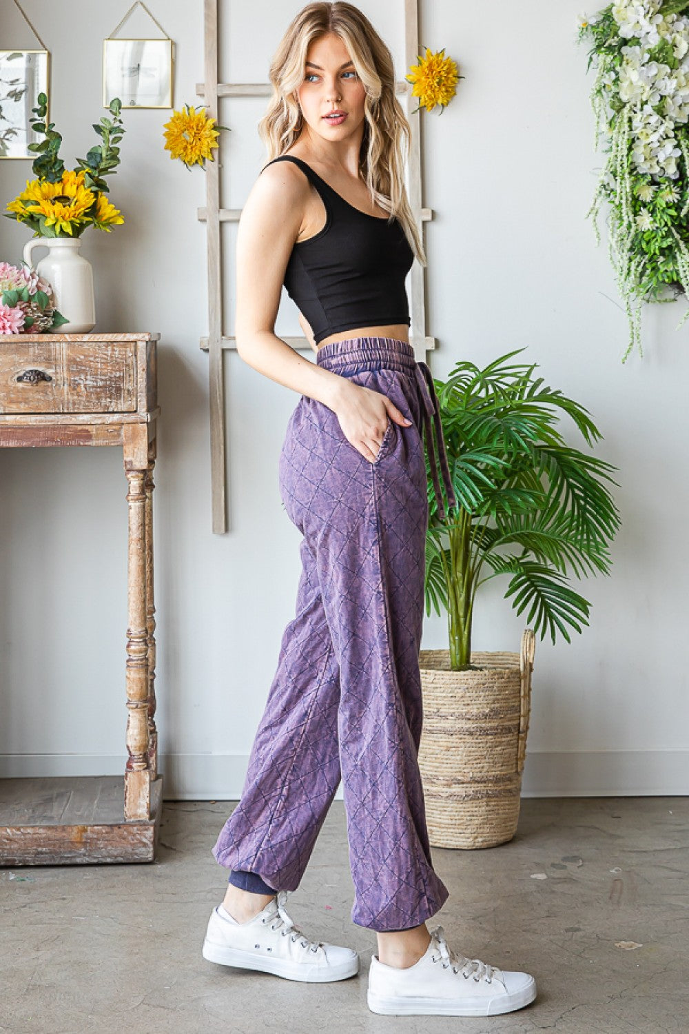 Oli & Hali Washed Pleated Wide Relaxed Fit Pants