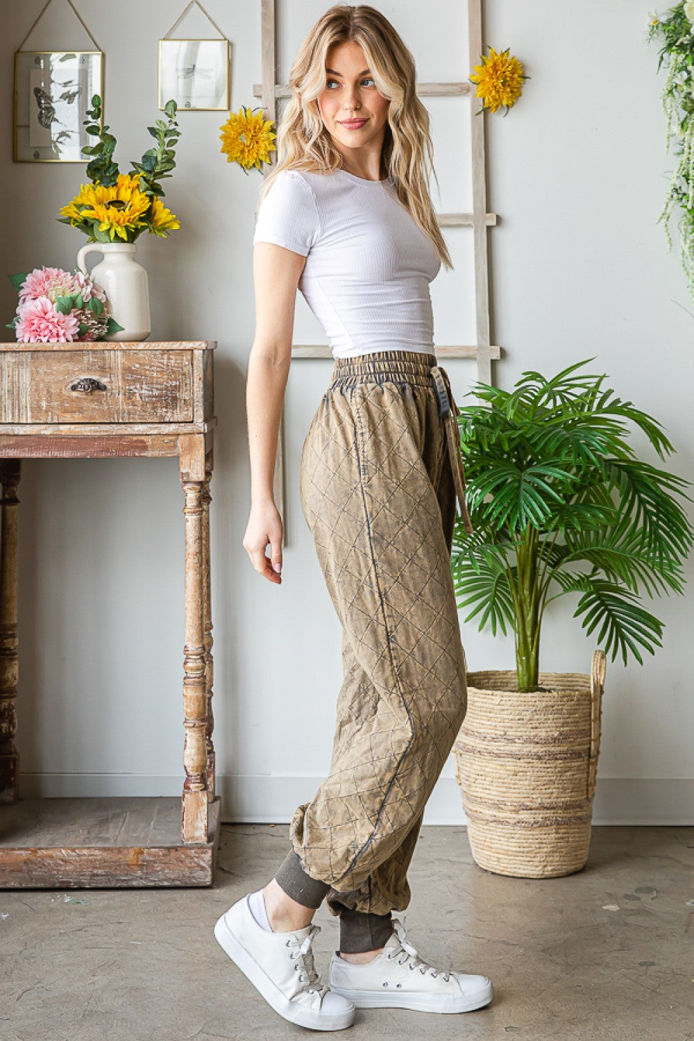 Oli & Hali Washed Pleated Wide Relaxed Fit Pants