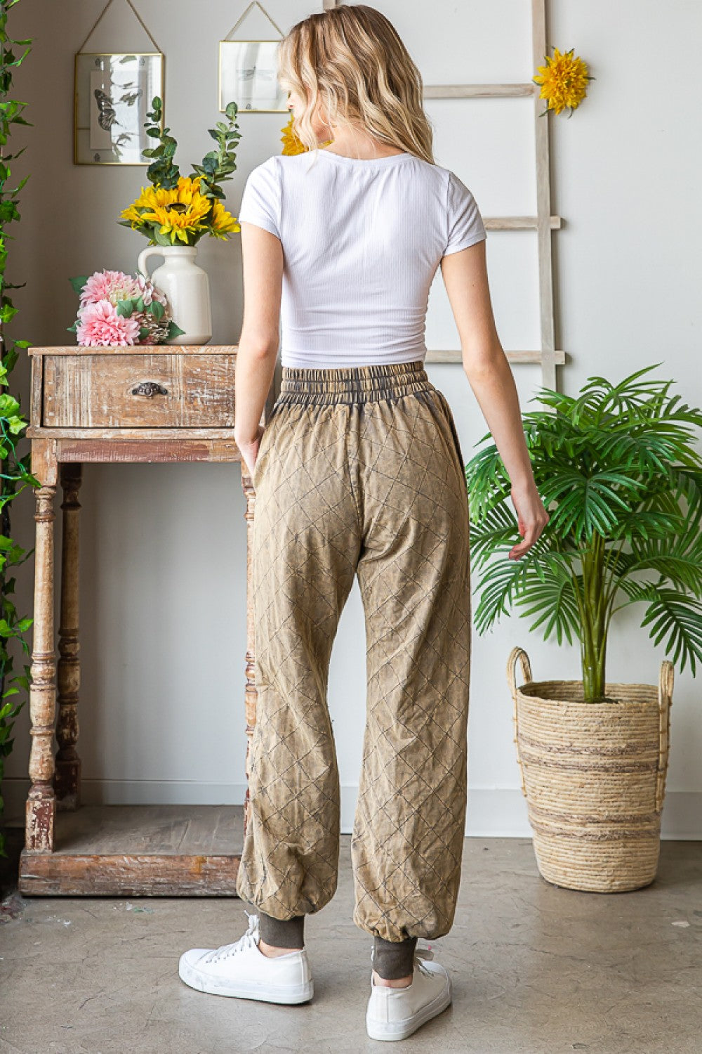 Oli & Hali Washed Pleated Wide Relaxed Fit Pants