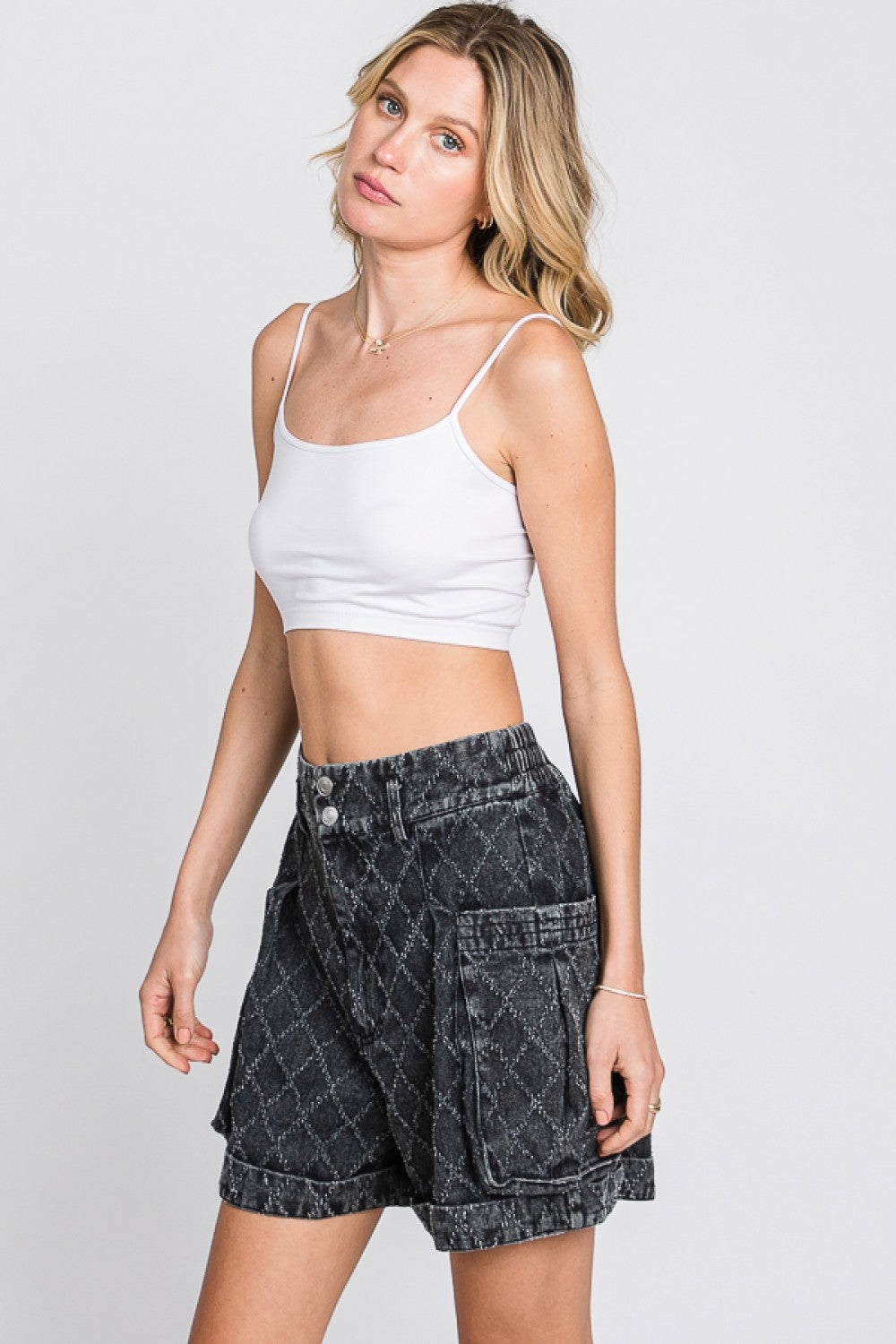 Oli & Hali Washed Texture Denim Short Pants