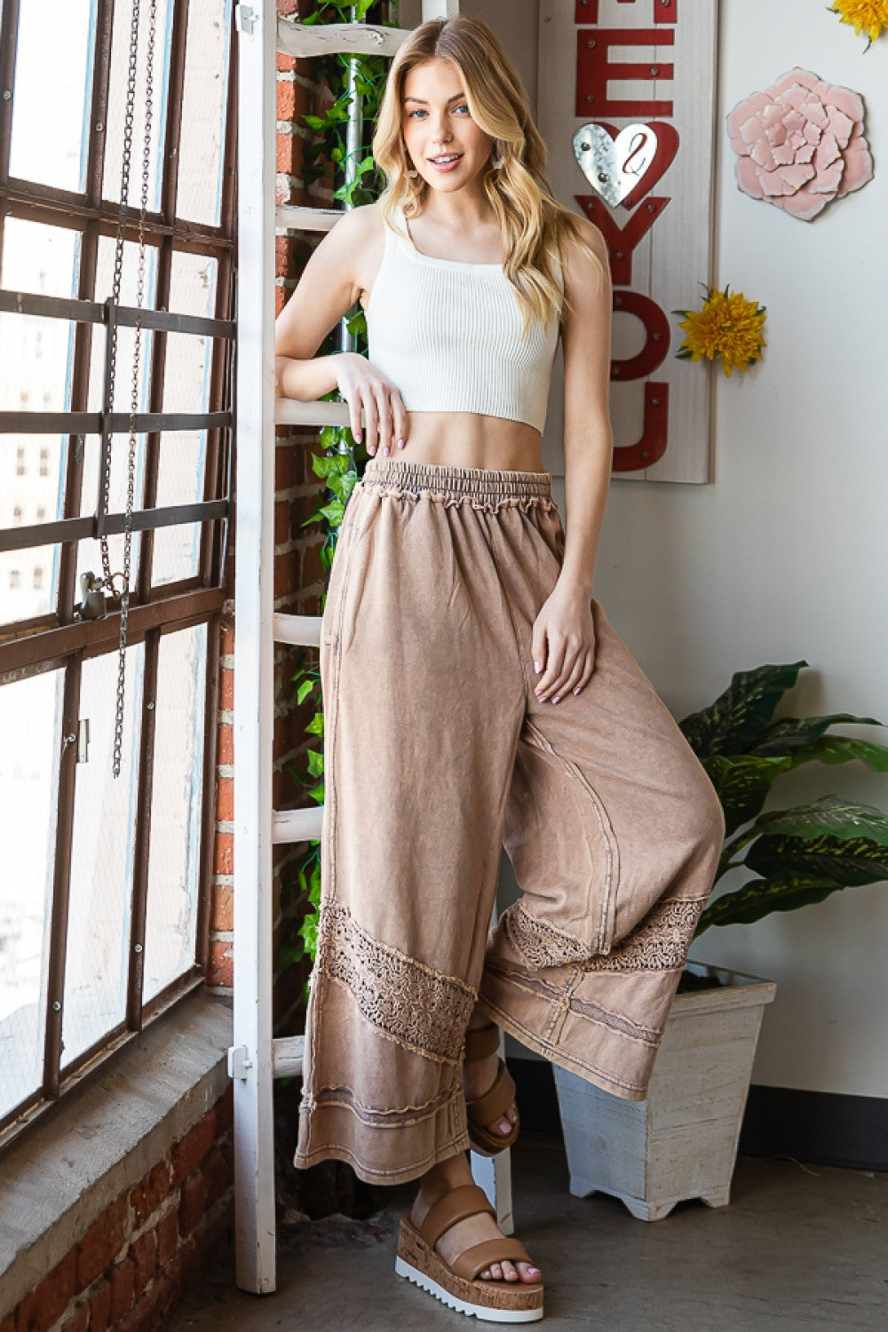 Oli & Hali Mineral Washed Elastic Band Waist Moms Denim Pants