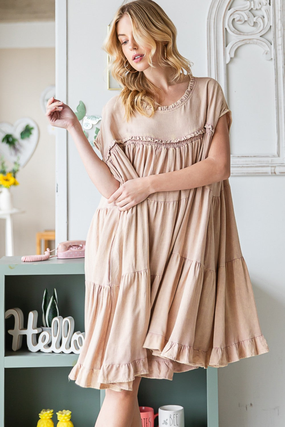 Oli & Hali Washed Ruffle Tiered Relaxed Fit Dress