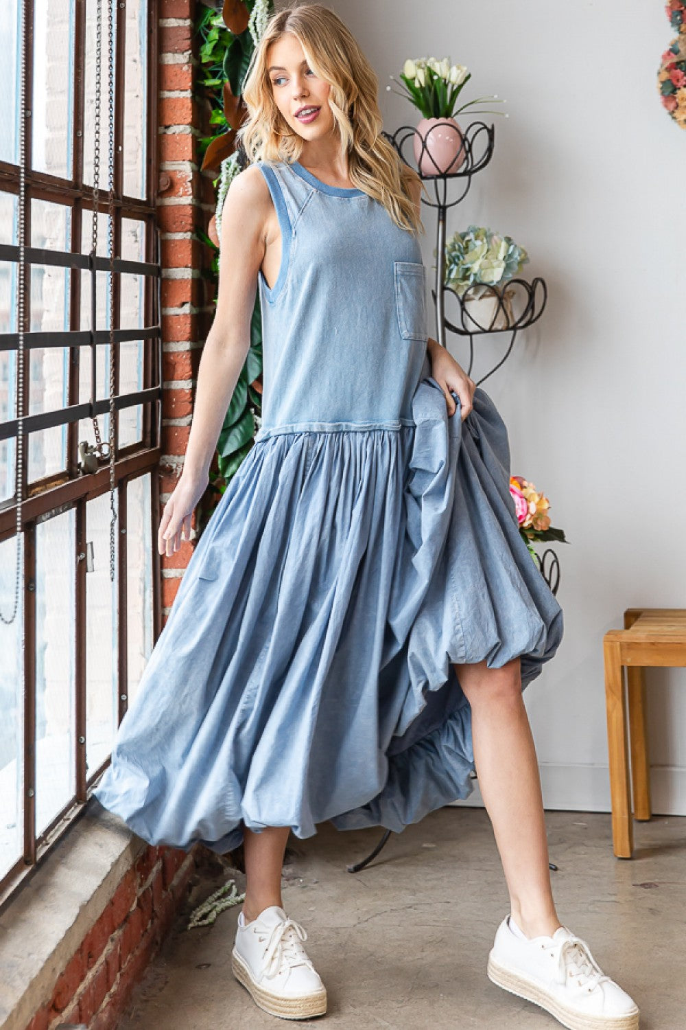 Oli & Hali Washed Sleeveless Balloon Skirt Dress