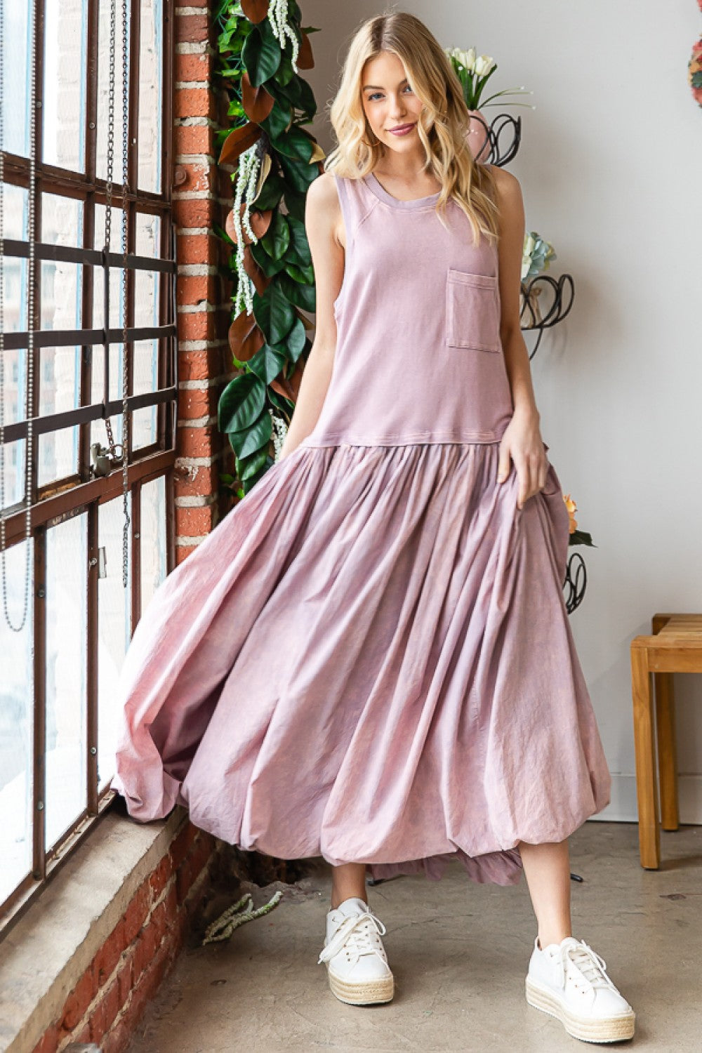 Oli & Hali Washed Sleeveless Balloon Skirt Dress