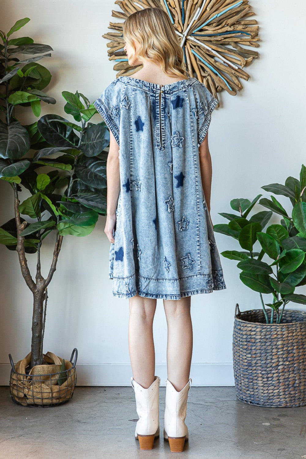 Oli & Hali Washed Star Patch Detail Tunic Dress