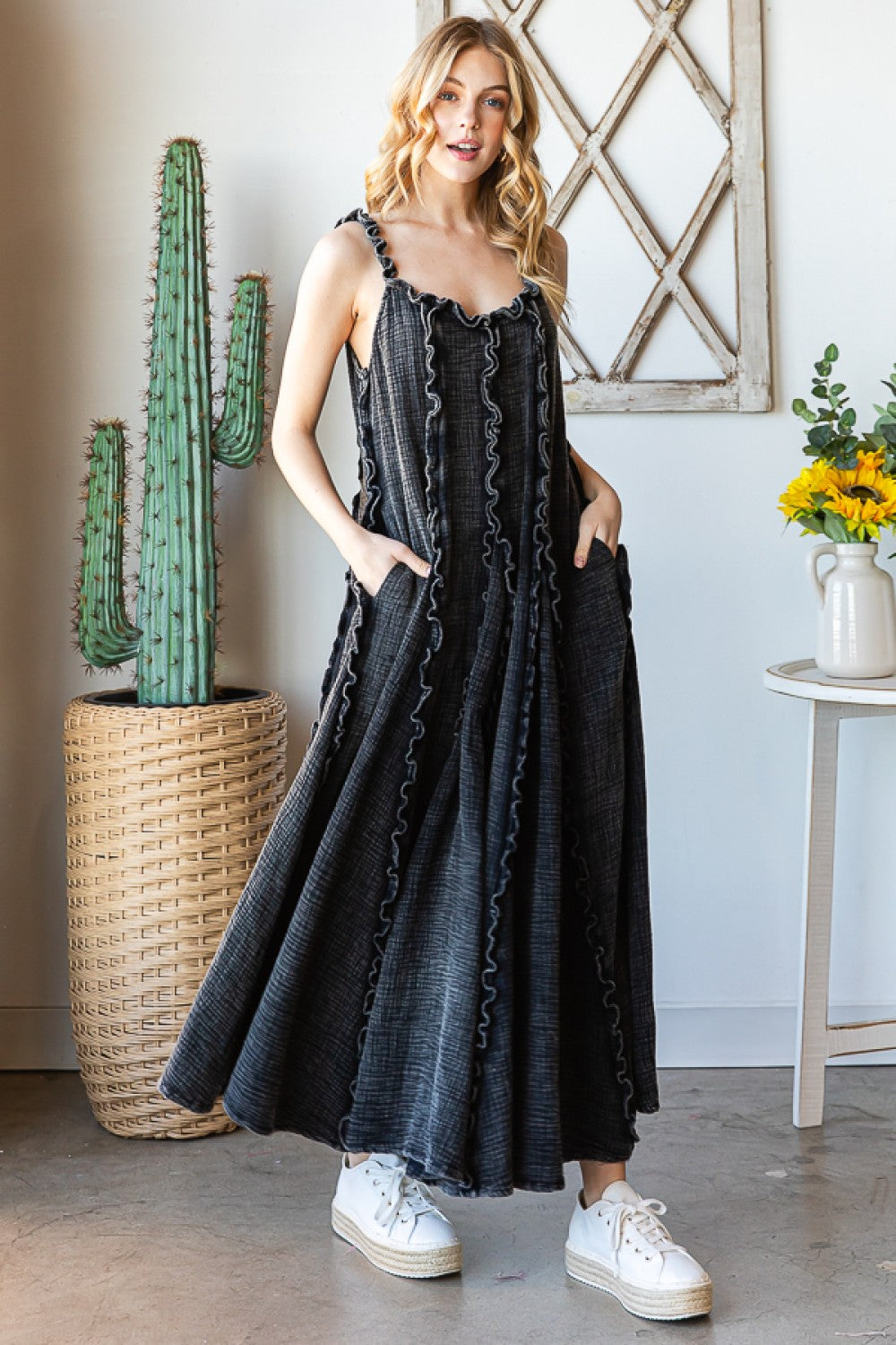 Oli & Hali Washed Ruffle Seam Detail Maxi Dress