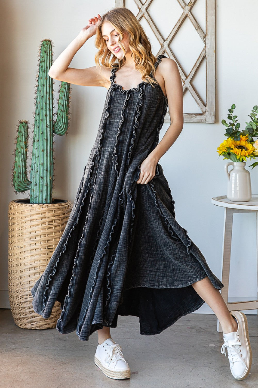 Oli & Hali Washed Ruffle Seam Detail Maxi Dress