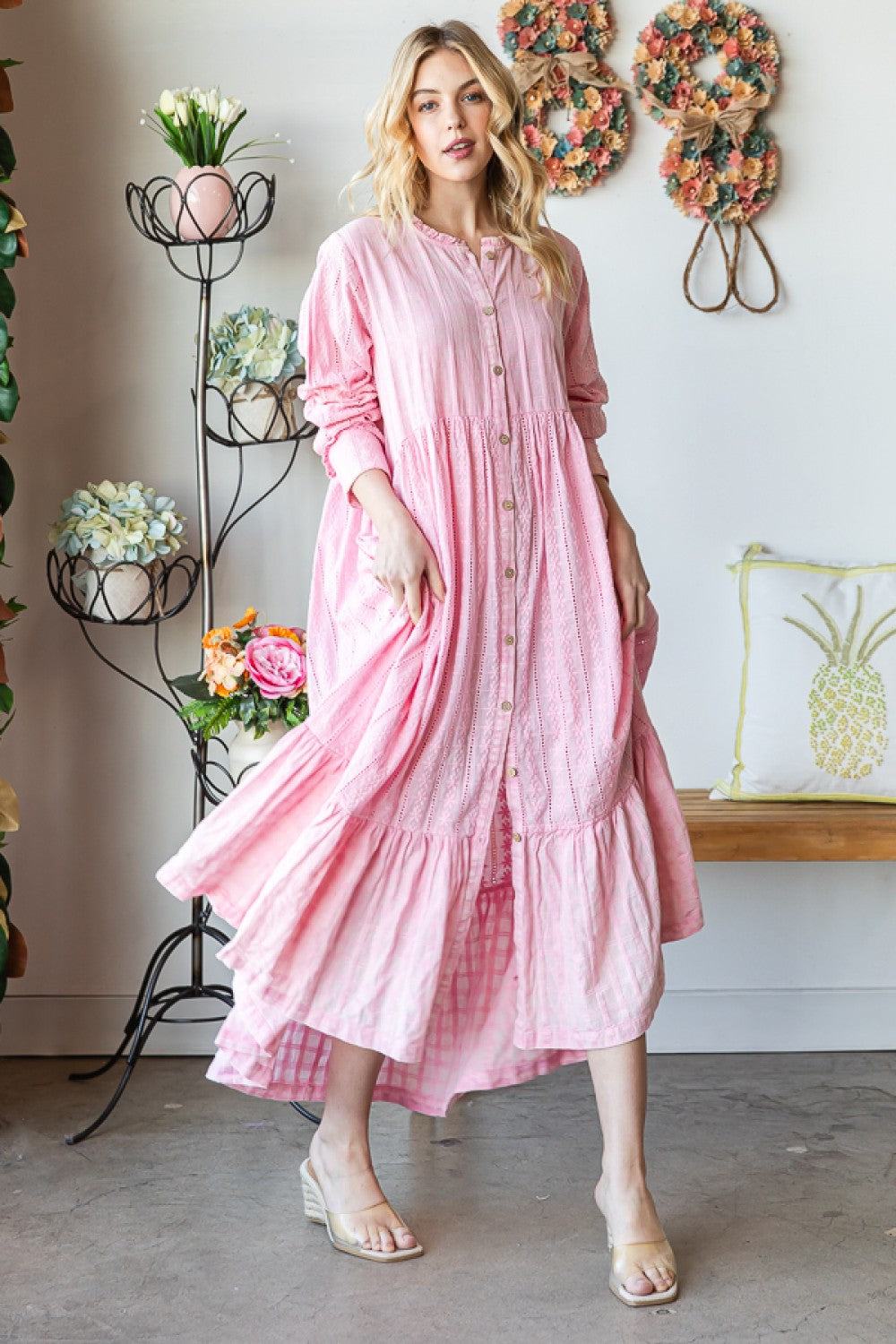 Oli & Hali Washed Long Line Cotton Duster Dress