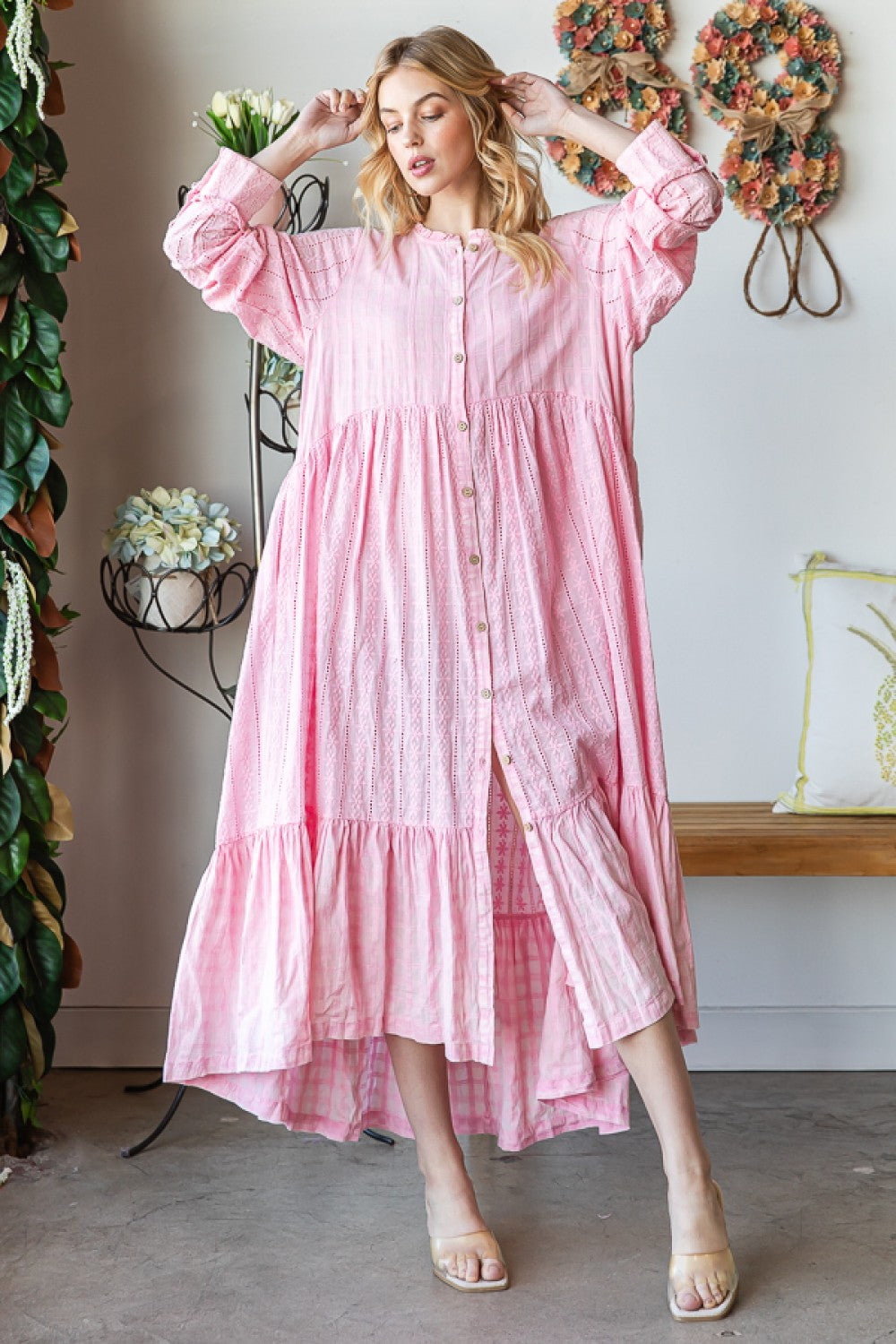 Oli & Hali Washed Long Line Cotton Duster Dress