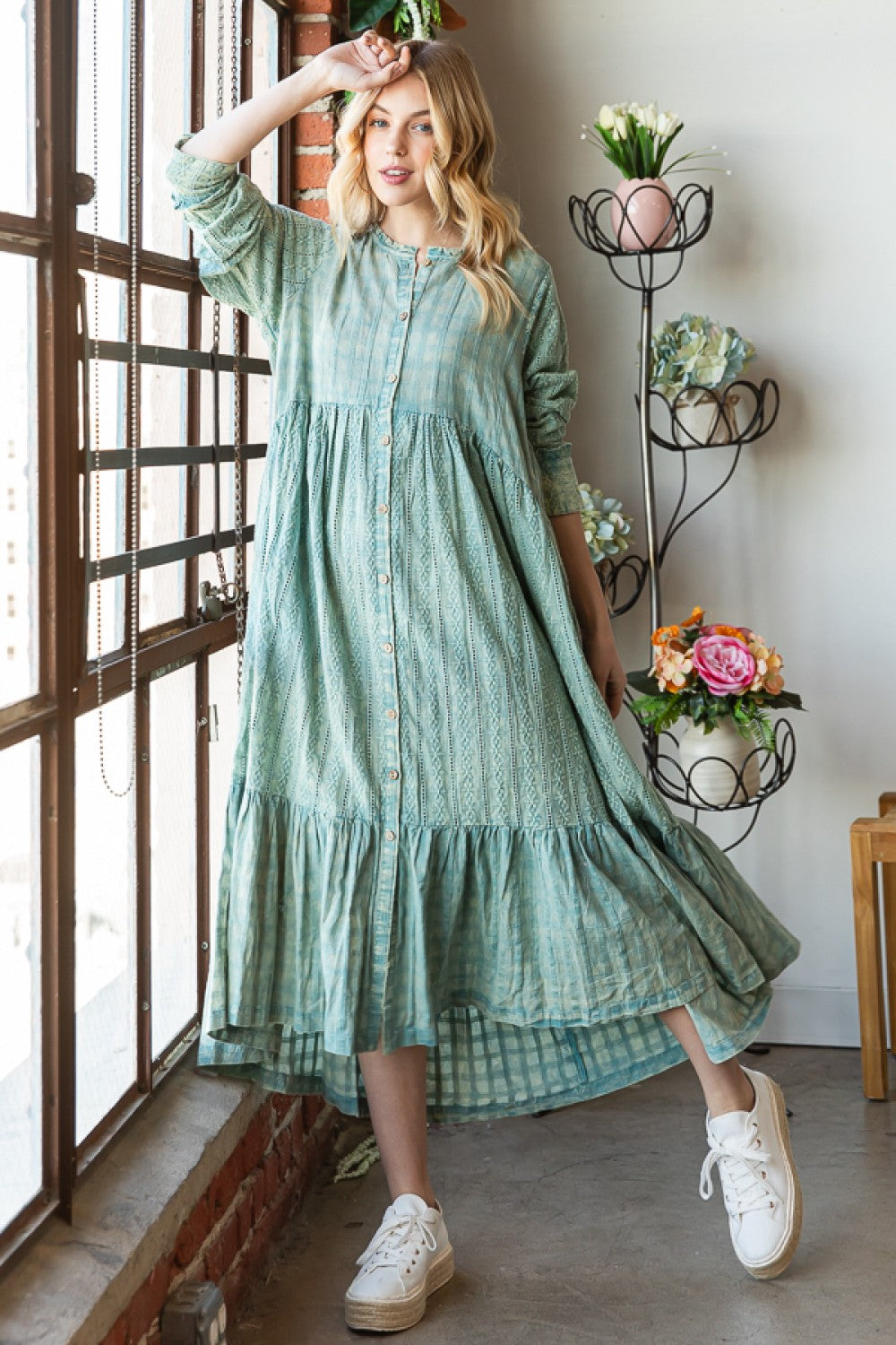 Oli & Hali Washed Long Line Cotton Duster Dress