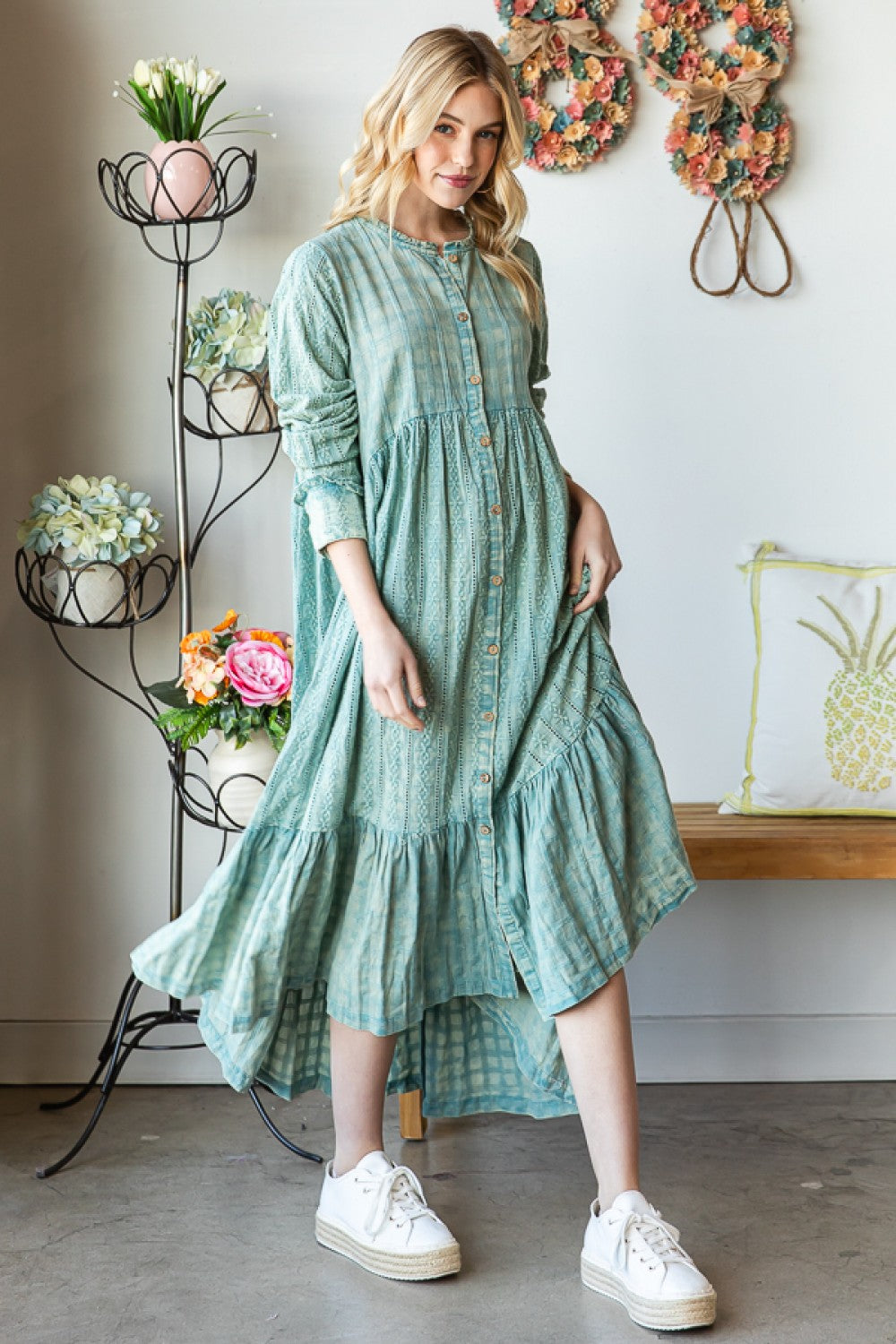 Oli & Hali Washed Long Line Cotton Duster Dress