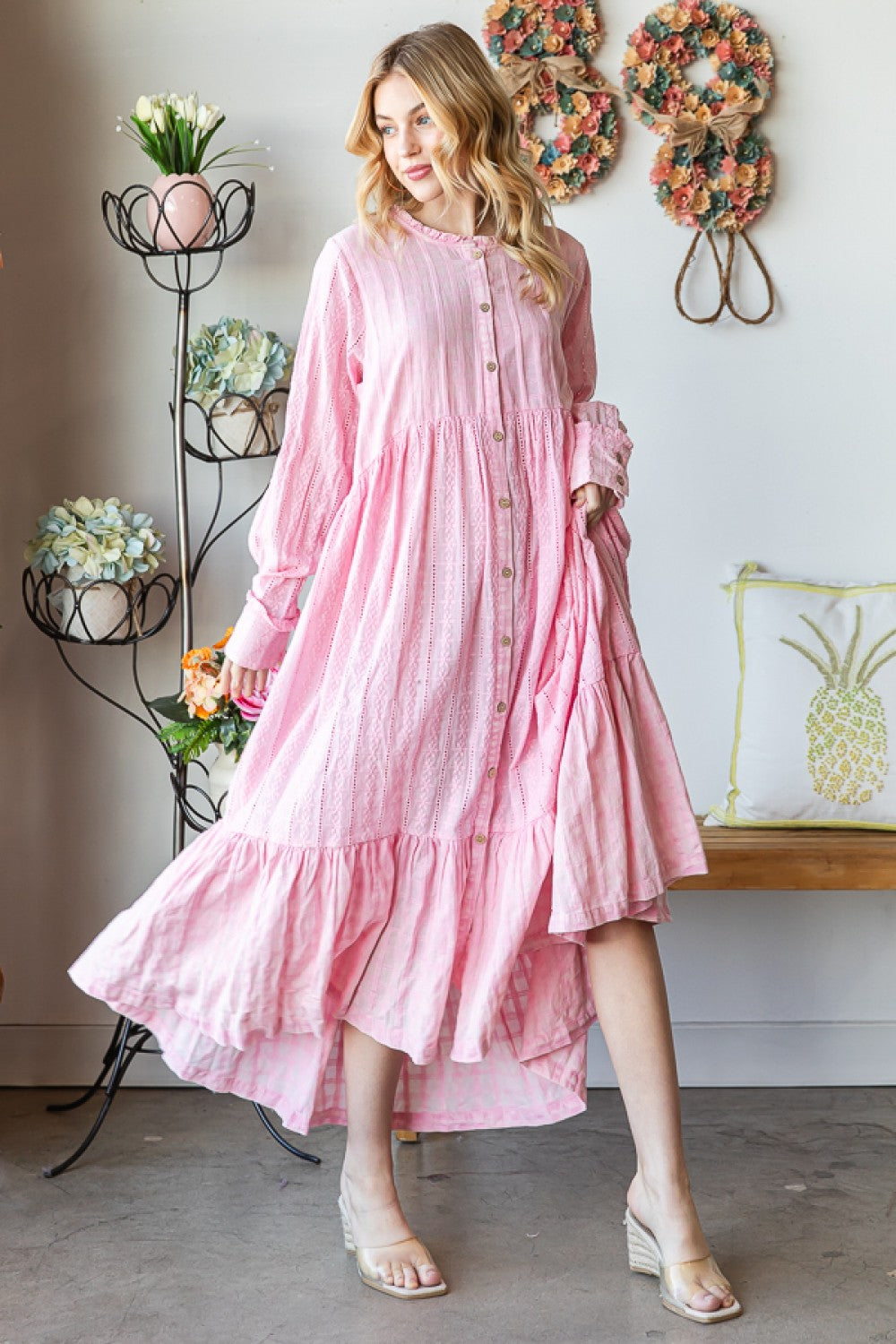 Oli & Hali Washed Long Line Cotton Duster Dress