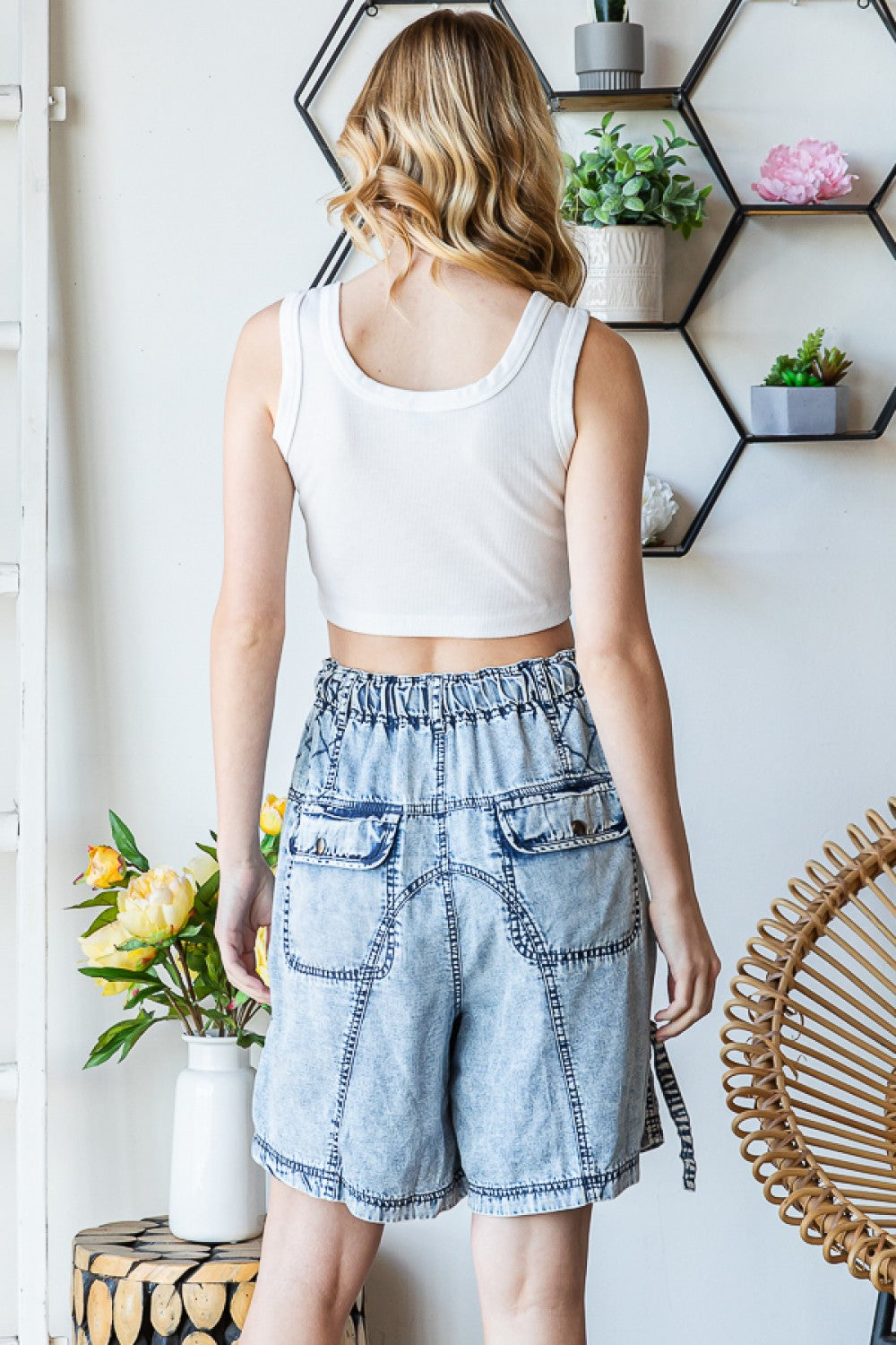 Oli & Hali Washed Tencel Cargo Bermuda Short Pants