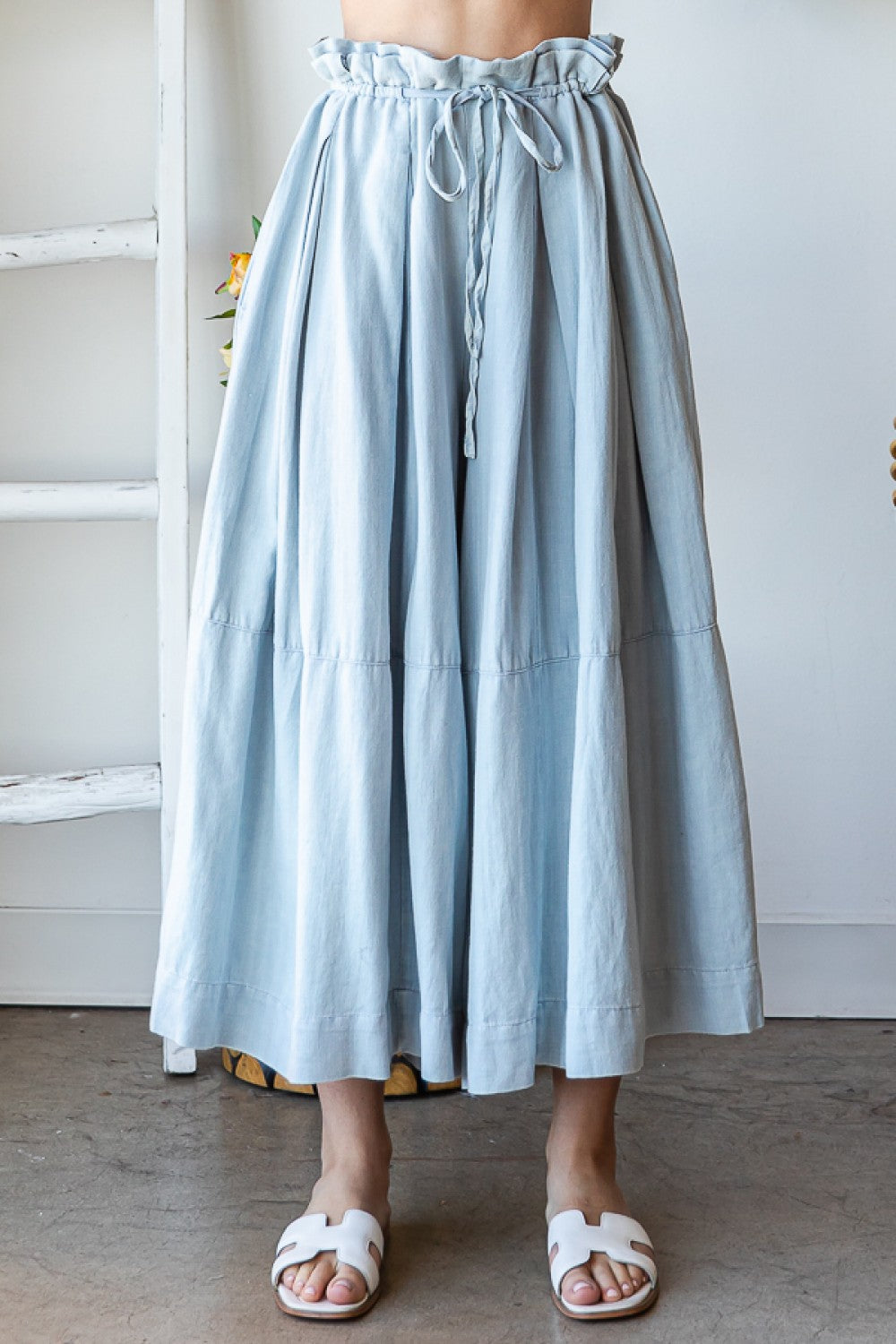 Oli & Hali Washed Pleats Detail Wide Pants