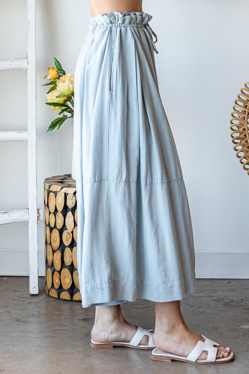 Oli & Hali Washed Pleats Detail Wide Pants