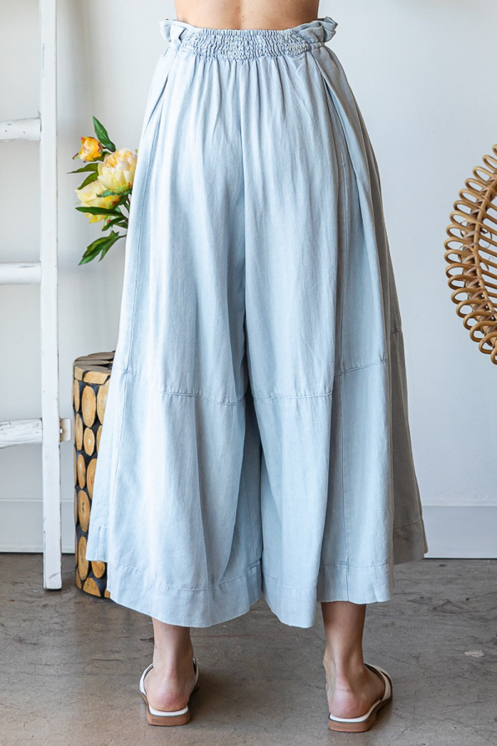 Oli & Hali Washed Pleats Detail Wide Pants