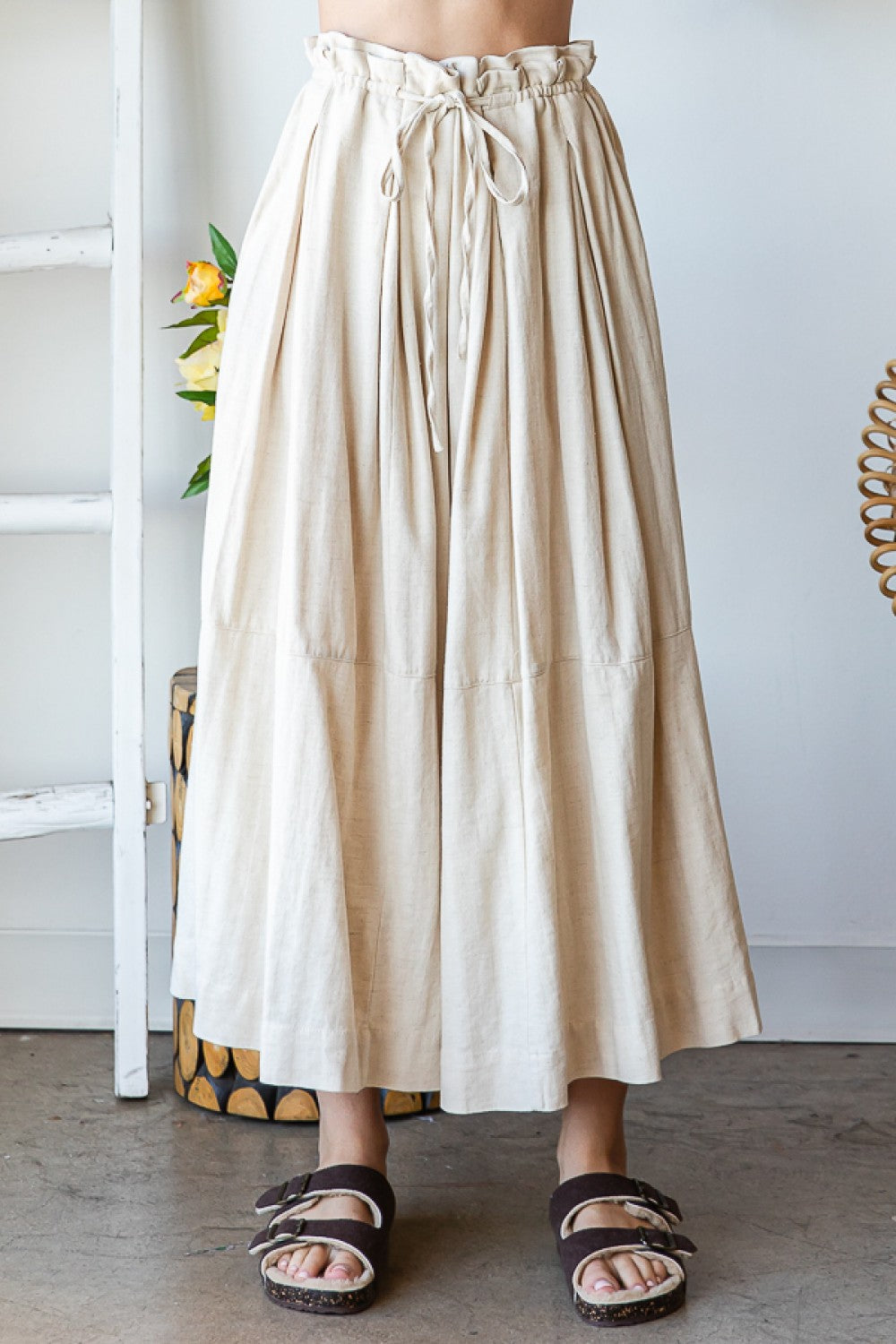Oli & Hali Washed Pleats Detail Wide Pants