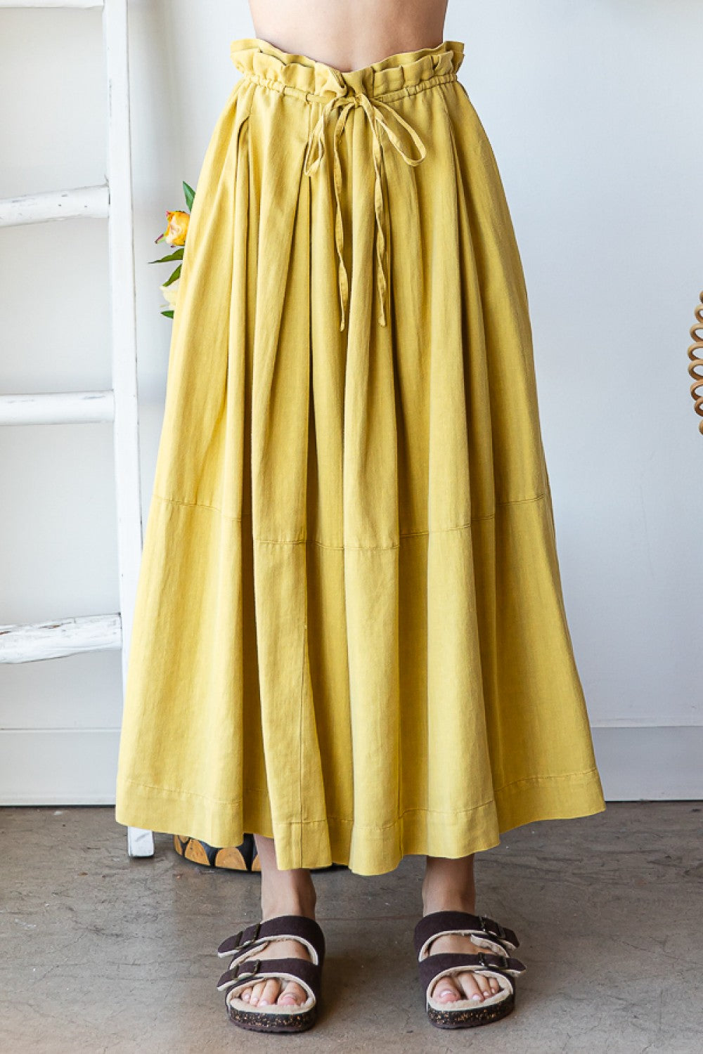 Oli & Hali Washed Pleats Detail Wide Pants