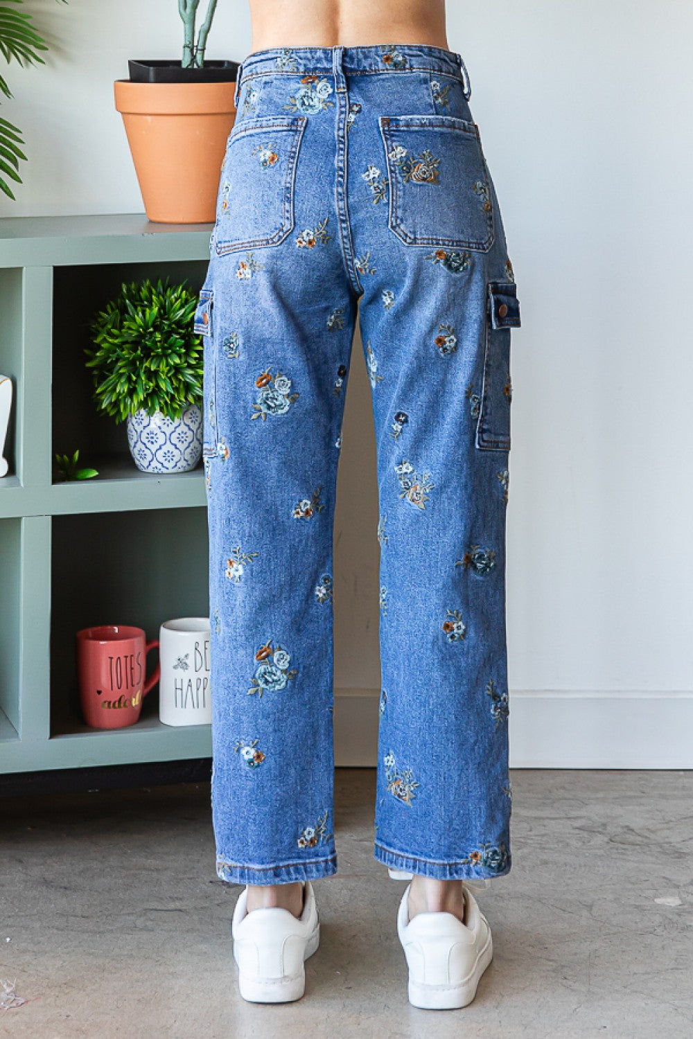 Oli & Hali Flower Embroidered Denim Pants