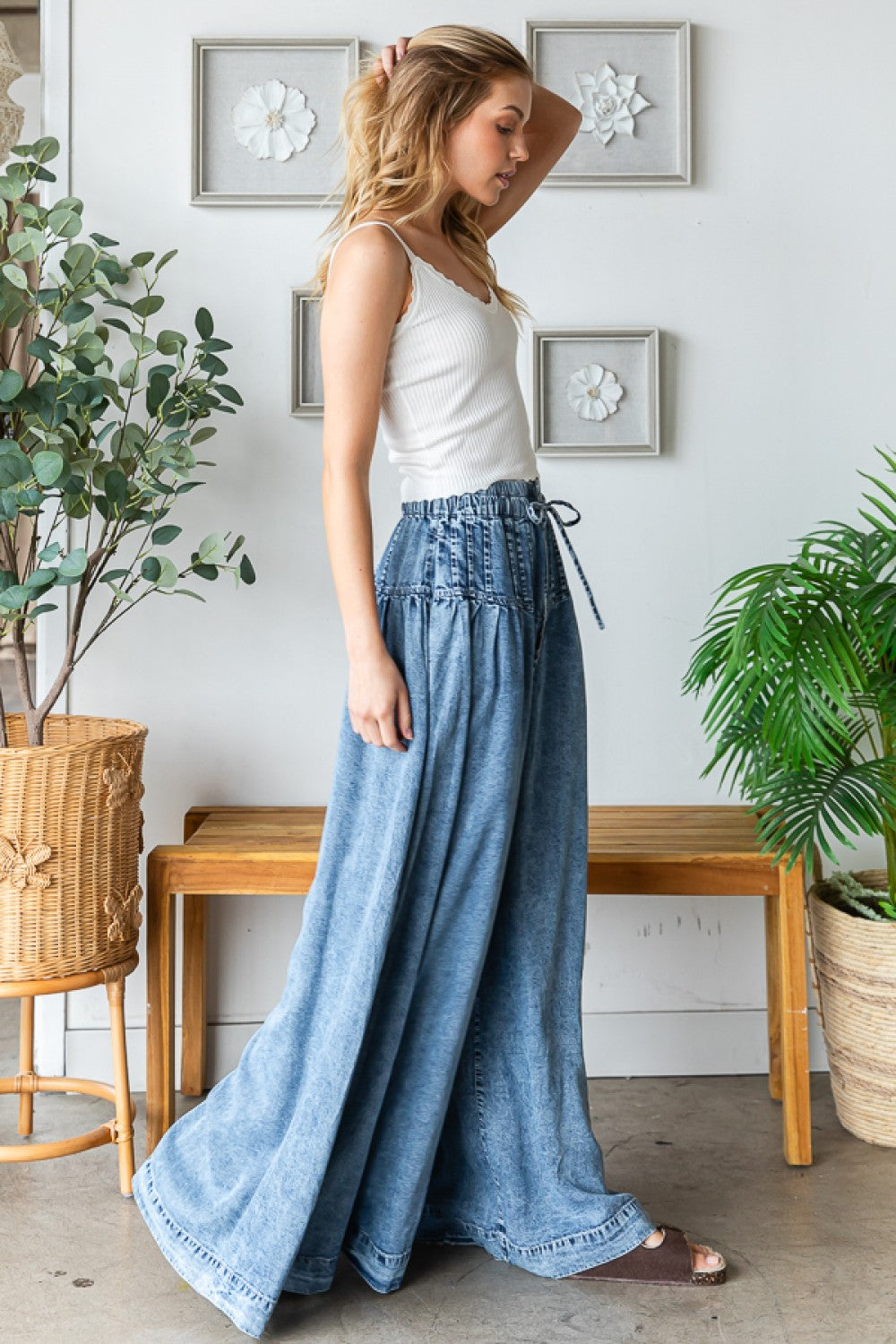 Oli & Hali Washed Pinktuck Wide Leg Pants