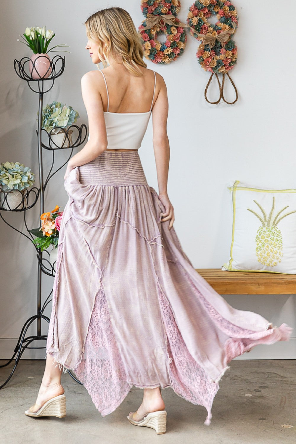 Oli & Hali Washed Lace Inset Maxi Skirt Pants