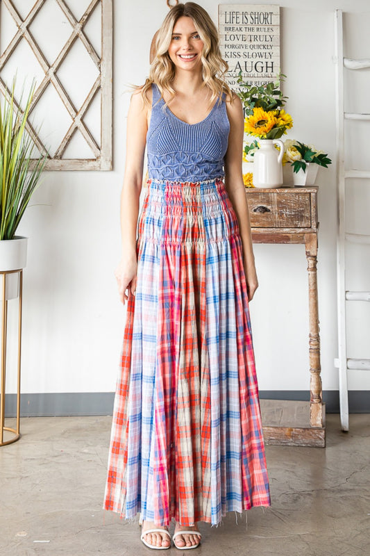 Oli & Hali Mixed Plaid Maxi Skirt Pants