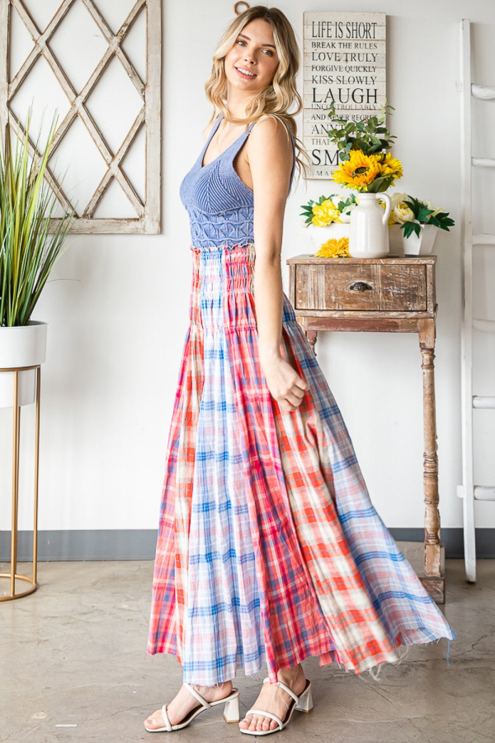 Oli & Hali Mixed Plaid Maxi Skirt Pants