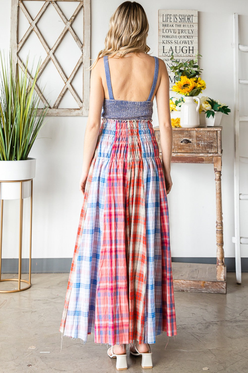 Oli & Hali Mixed Plaid Maxi Skirt Pants