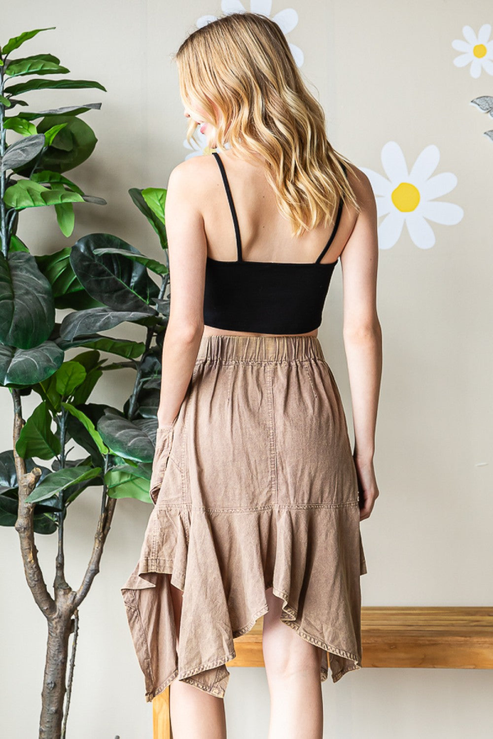 Oli & Hali Washed Uneven Hem Cargo Skirt Pants