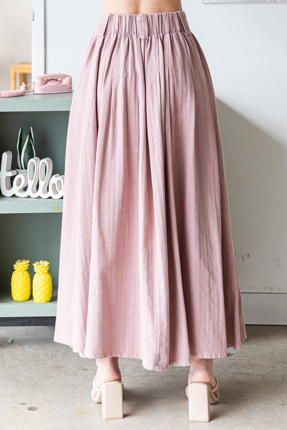 Oli & Hali Washed Pleat Details Maxi Skirt Pants