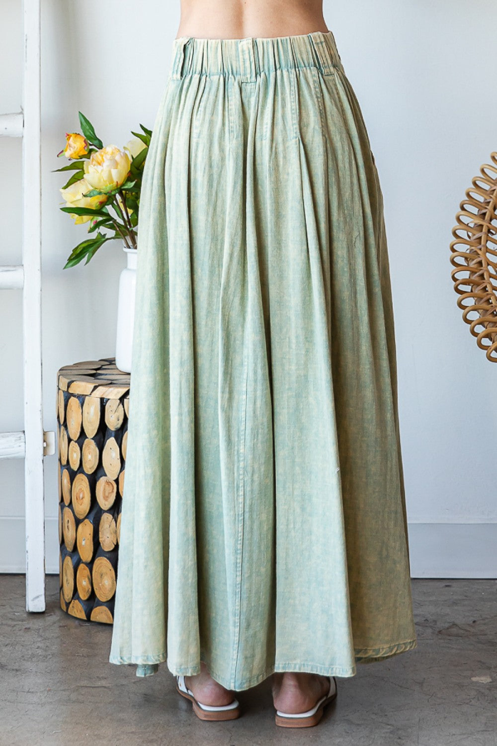 Oli & Hali Washed Pleat Details Maxi Skirt Pants