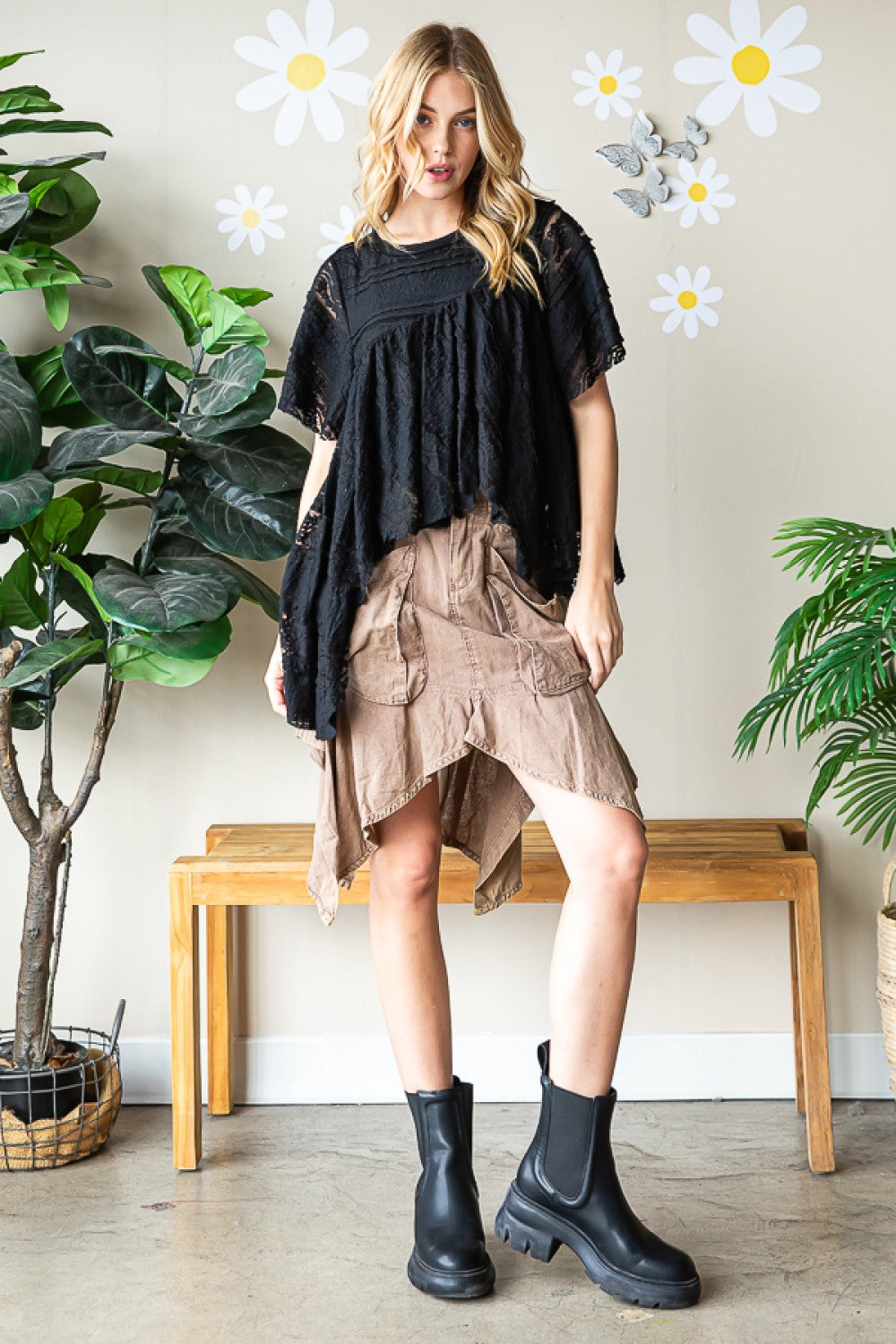 Oli & Hali Black Asymmetrical Lace Top | Roulhac Fashion Boutique