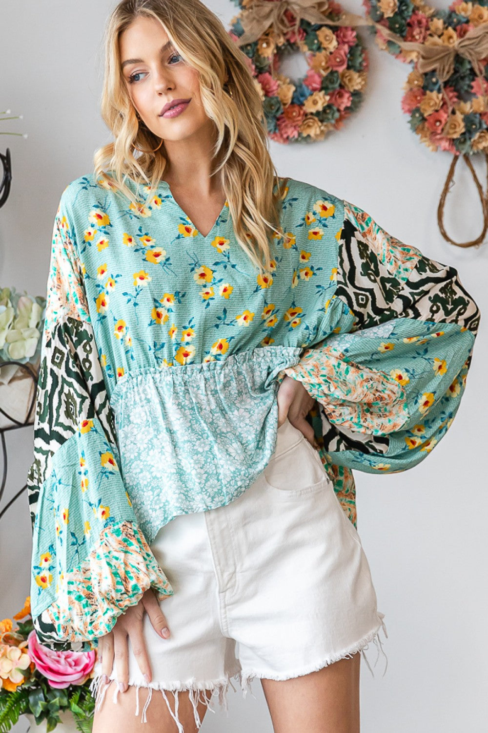 Oli & Hali Print Mixed Blouse Dress