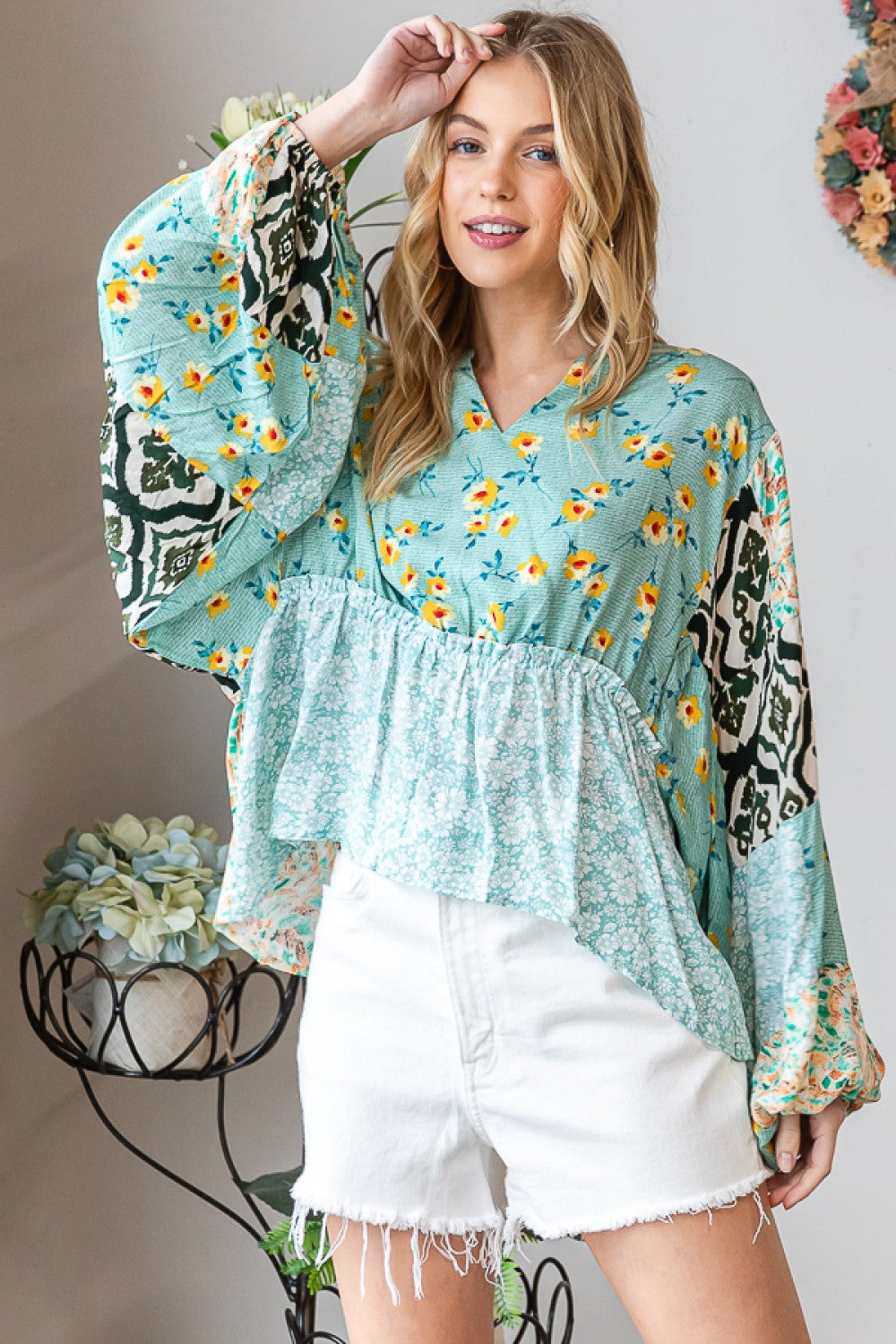 Oli & Hali Print Mixed Blouse Dress