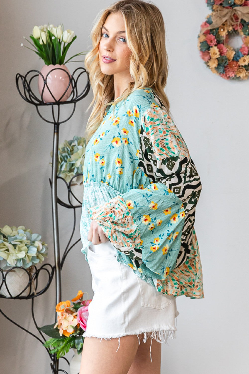 Oli & Hali Print Mixed Blouse Dress